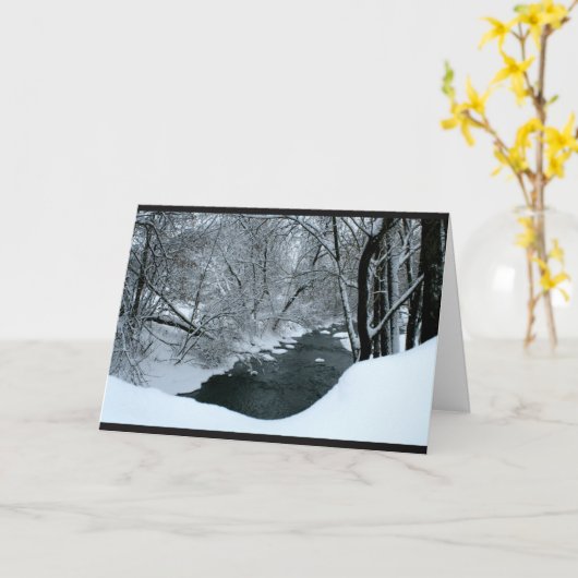 Peaceful Snowy River Scene denkend aan jou Kaart (Gele Bloem)