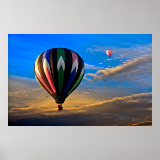 Peaceful Sunset Hot Air-ballonnen Poster (Voorkant)