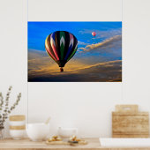 Peaceful Sunset Hot Air-ballonnen Poster (Keuken)