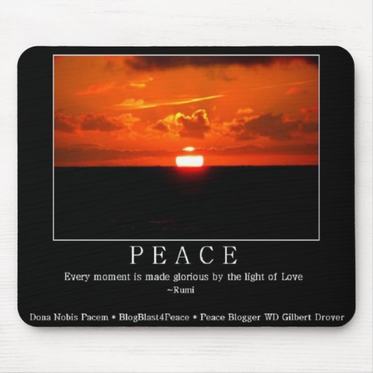 Peaceful Sunset Mousepad met Rumi Quote Muismat (Voorkant)