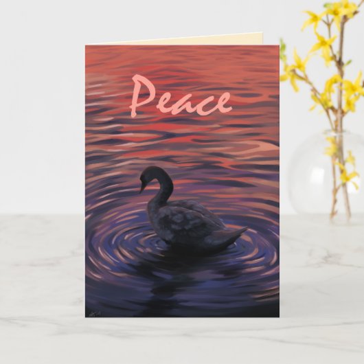 Peaceful Swan Holiday Card Kaart (Gele Bloem)