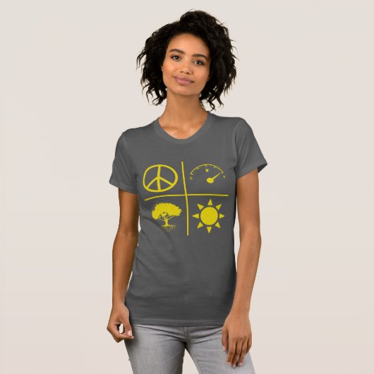 Peaceful Tredenaar Gold Gliph T-Shirt voor vrouwen (Voorkant volledig)