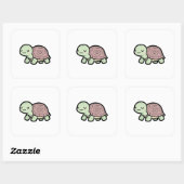 Peaceful Turtle – Cute Kawaii Animal Illustration Vierkante Sticker (Vel)