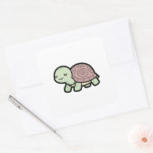 Peaceful Turtle – Cute Kawaii Animal Illustration Vierkante Sticker (Envelop)