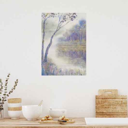 Peaceful Waterverf Landscape Poster (Keuken)