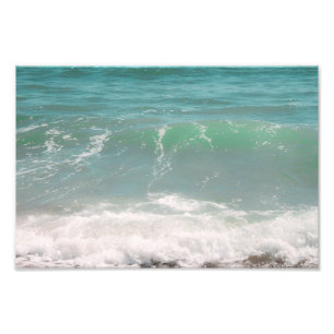 Peaceful Waves Blue Green Zee Beach Photography Foto Afdruk