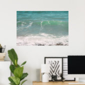 Peaceful Waves Blue Green Zee Beach Photography Poster (Thuiskantoor)