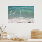 Peaceful Waves Blue Green Zee Beach Photography Poster (Keuken)