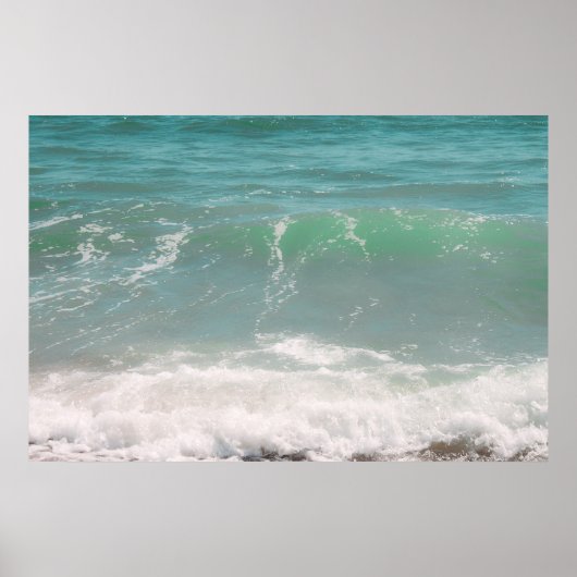 Peaceful Waves Blue Green Zee Beach Photography Poster (Voorkant)