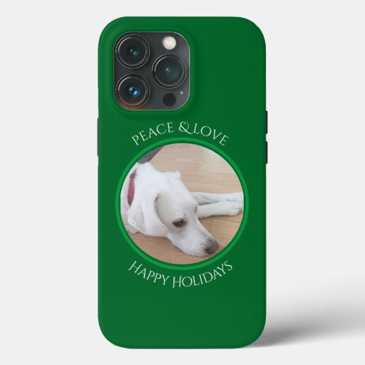 Peaceful White Dog Red Collar Kerstmis Hoesje Mate (Achterkant)