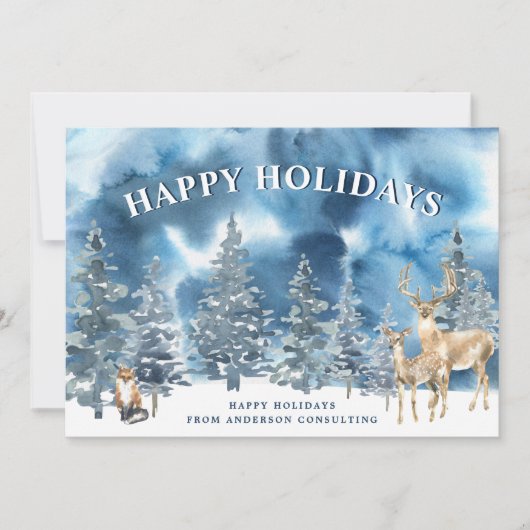 Peaceful Winter Forest Business Holiday Card Feestdagenkaart (Voorkant)