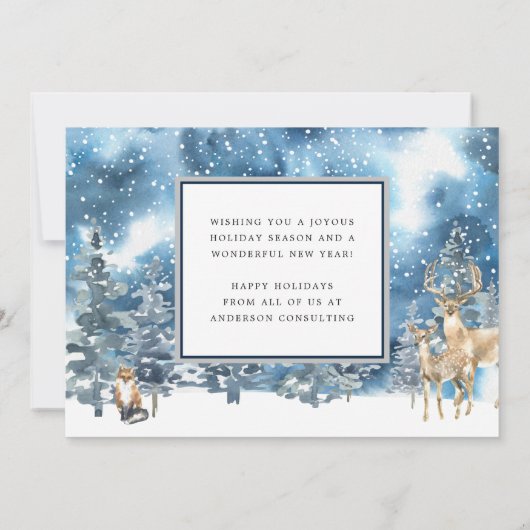 Peaceful Winter Forest Business Holiday Card Feestdagenkaart (Achterkant)