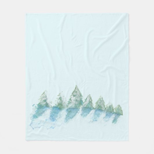 Peaceful Winter Forest Snow Waterverf Drawing Fleece Deken (Voorkant)