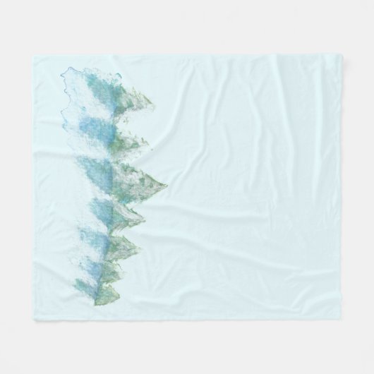 Peaceful Winter Forest Snow Waterverf Drawing Fleece Deken (Voorkant (Horizontaal))