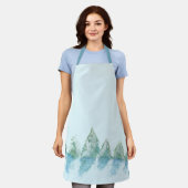 Peaceful Winter Forest Snow Waterverf Drawing Schort (Gedragen)