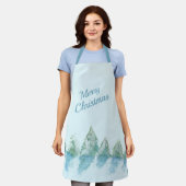 Peaceful Winter Forest Snow Waterverf Kerstmis Schort (Gedragen)