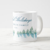 Peaceful Winter Forest Tree Waterverf Kerstmis Grote Koffiekop (Voorkant rechts)