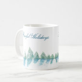 Peaceful Winter Forest Tree Waterverf Kerstmis Koffiemok