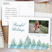 Peaceful Winter Forest Waterverf: Kerstmis Feestdagenkaart