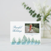 Peaceful Winter Forest Waterverf: Kerstmis Feestdagenkaart (Staand voorkant)