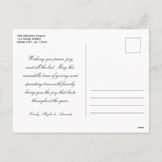 Peaceful Winter Forest Waterverf: Kerstmis Feestdagenkaart (Achterkant)