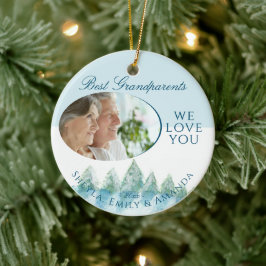 Peaceful Winter Forest Waterverf: Kerstmis Keramisch Ornament