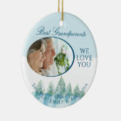 Peaceful Winter Forest Waterverf: Kerstmis Keramisch Ornament (Rechts)