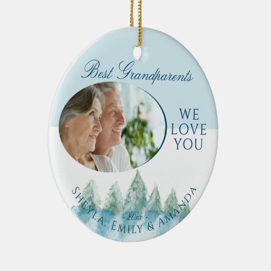 Peaceful Winter Forest Waterverf: Kerstmis Keramisch Ornament (Rechts)