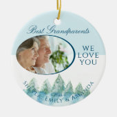 Peaceful Winter Forest Waterverf: Kerstmis Keramisch Ornament (Voorkant)