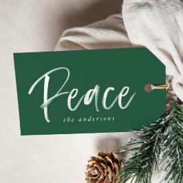 Peaceful Winter Green Holiday Cadeaulabel