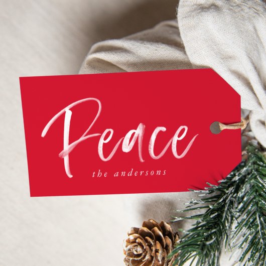 Peaceful Winter | Rode feestdag Cadeaulabel