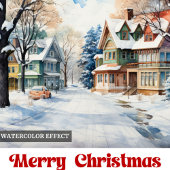 Peaceful winter scene card rustic bold holiday  feestdagenkaart