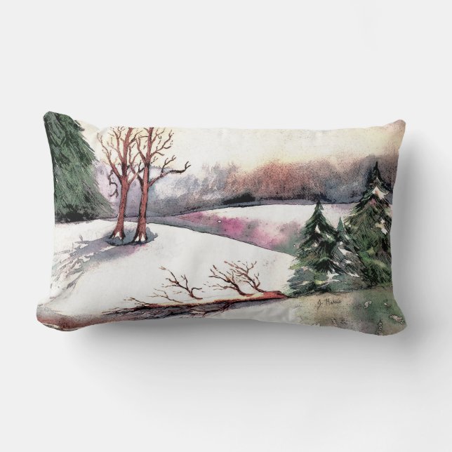 Peaceful Winter Scene Lumbar Pillow Kussen (Voorkant)
