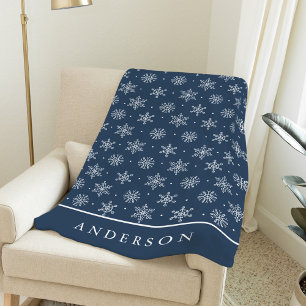 Peaceful Winter Snowflake marine Fleece Deken