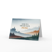 Peaceful Winter Village Christmas Card