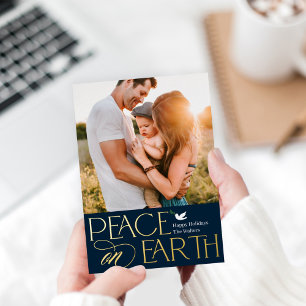 Peaceful Wish Folie Holiday Photo Card Folie Feestdagenkaart