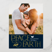 Peaceful Wish Folie Photo Holiday Briefkaart (Voorkant)