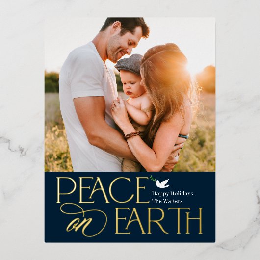 Peaceful Wish Folie Photo Holiday Briefkaart (Voorkant)