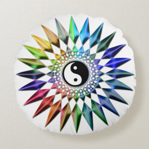 Peaceful Yin Yang Zen Yoga Colorful Meditation Tao Rond Kussen