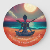 Peaceful Yoga Meditation Moonlight Sky Grote Klok (Voorkant)