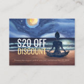 Peaceful Yoga Meditation Moonlight Sky Kortingskaartje (Voorkant)