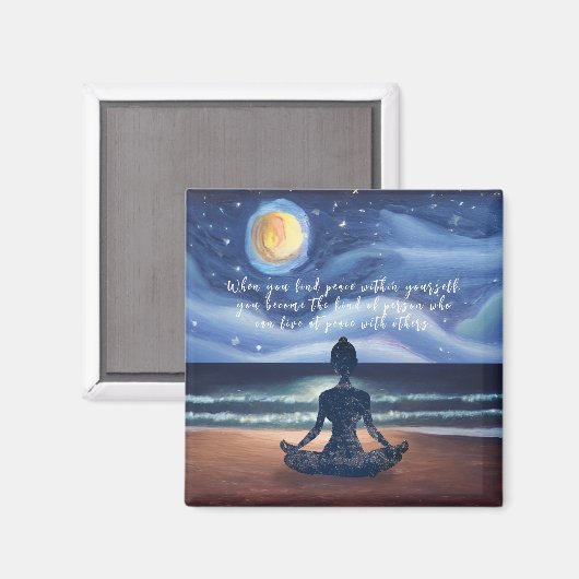 Peaceful Yoga Meditation Moonlight Sky Magneet (Voorkant / Achterkant)