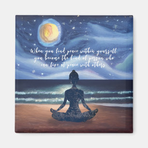 Peaceful Yoga Meditation Moonlight Sky Magneet