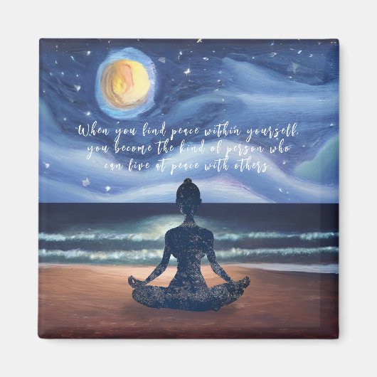 Peaceful Yoga Meditation Moonlight Sky Magneet (Voorkant)