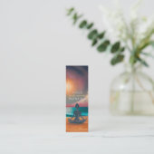 Peaceful Yoga Meditation Moonlight Sky Mini Visitekaartje (Staand voorkant)