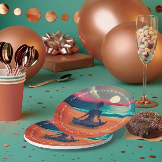 Peaceful Yoga Meditation Moonlight Sky Papieren Bordje (Multi)