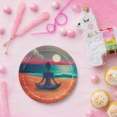 Peaceful Yoga Meditation Moonlight Sky Papieren Bordje (Feest)