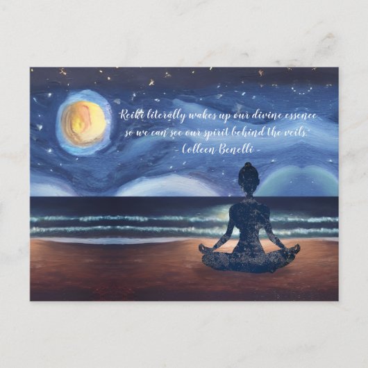 Peaceful Yoga Meditation Moonlight Sky Quote Briefkaart (Voorkant)