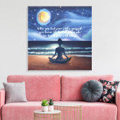 Peaceful Yoga Meditation Moonlight Sky Quote Canvas Afdruk (Insitu (Woonkamer))