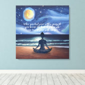 Peaceful Yoga Meditation Moonlight Sky Quote Canvas Afdruk (Insitu (Houten vloer))